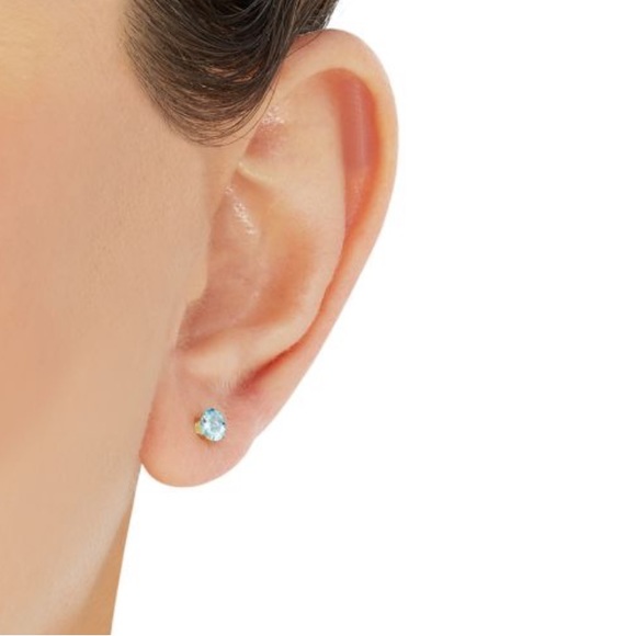 14K YELLOW GOLD aquamarine studs and pendant set REAL GOLD 🩵 vintage - Picture 15 of 15